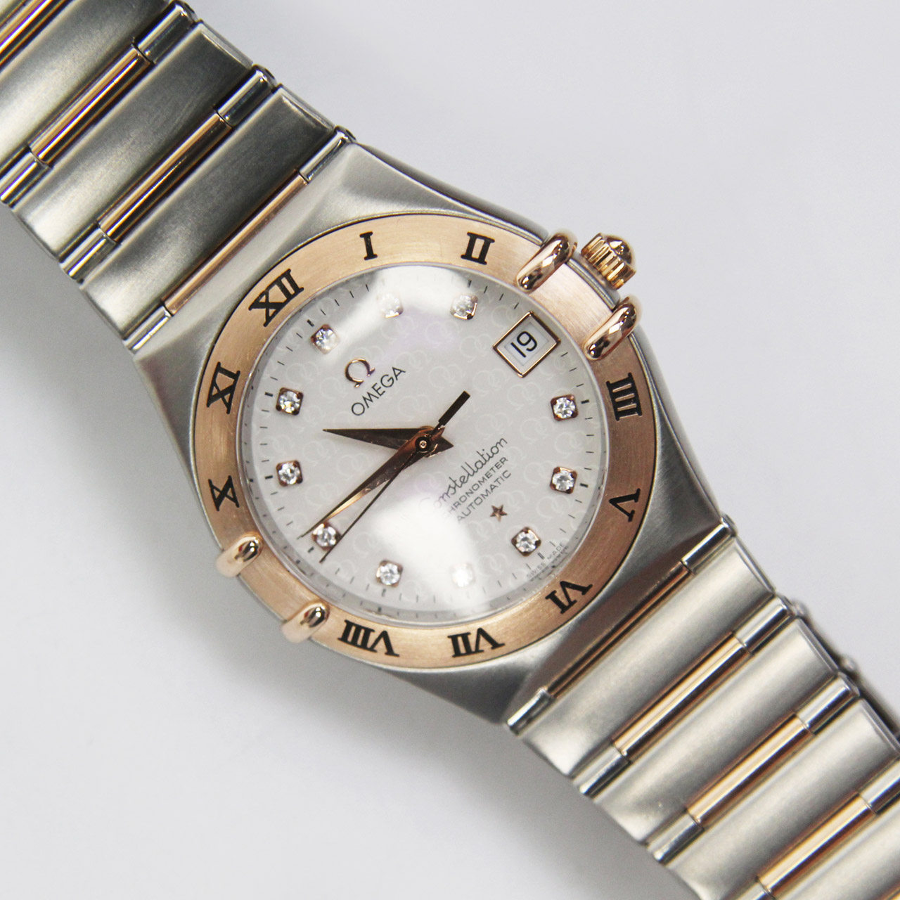 [9成新]omega欧米茄星座系列玫瑰金镶钻男士机械腕表 - 拍卖