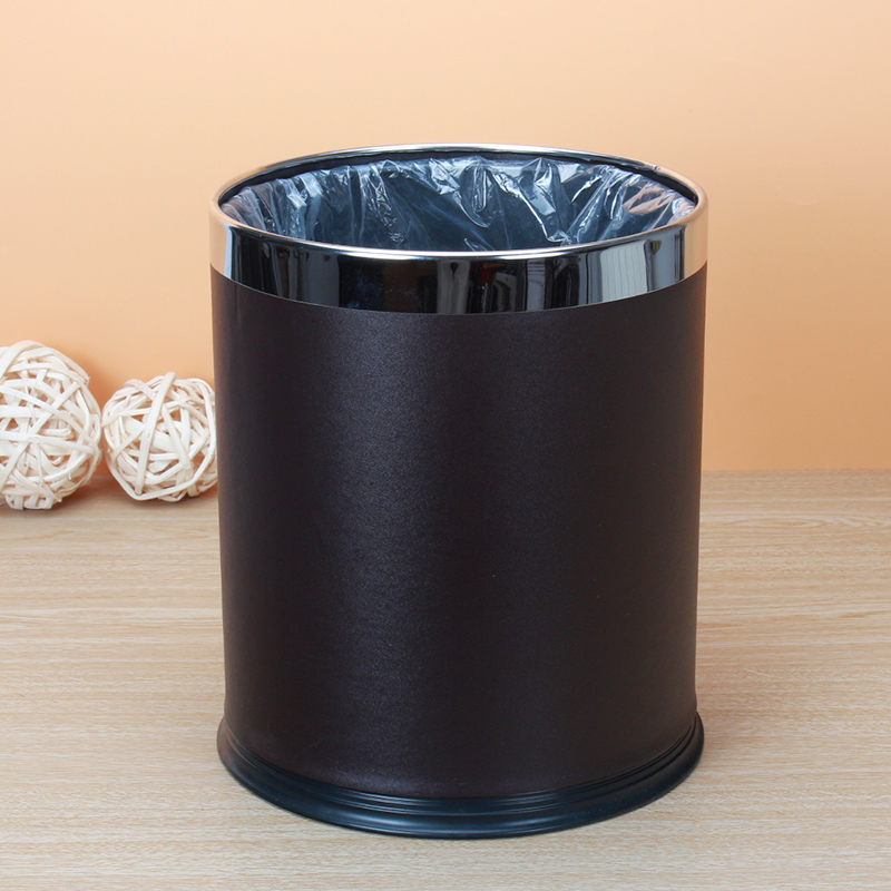 卡芙兰时尚创意欧式皮革垃圾桶 厨房卫生间家用卧室收纳桶 废纸筒
