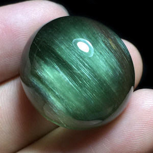 伊兰纯巴西天然绿发晶吊坠 男女款水晶戒面胸坠项链顺发带猫眼