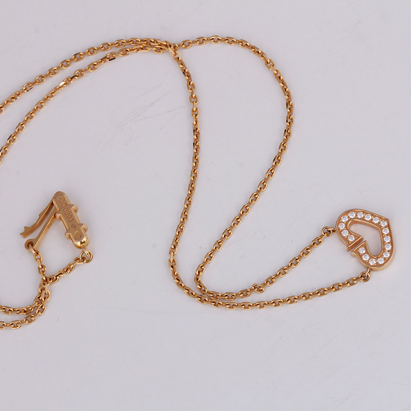 [9.5新]卡地亚cartier女士750黄金镶钻心形项链16060257