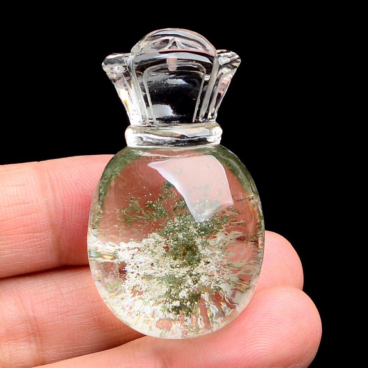 天然彩幽灵水晶钱袋子吊坠挂件 彩幽灵钱袋子项坠0302