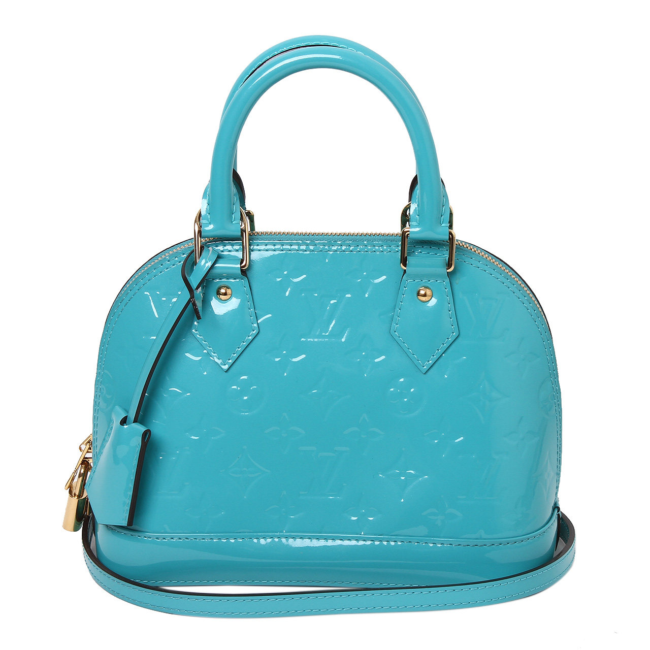 [9.8新]路易威登lv女士漆皮alma bb贝壳包手提单肩斜挎包