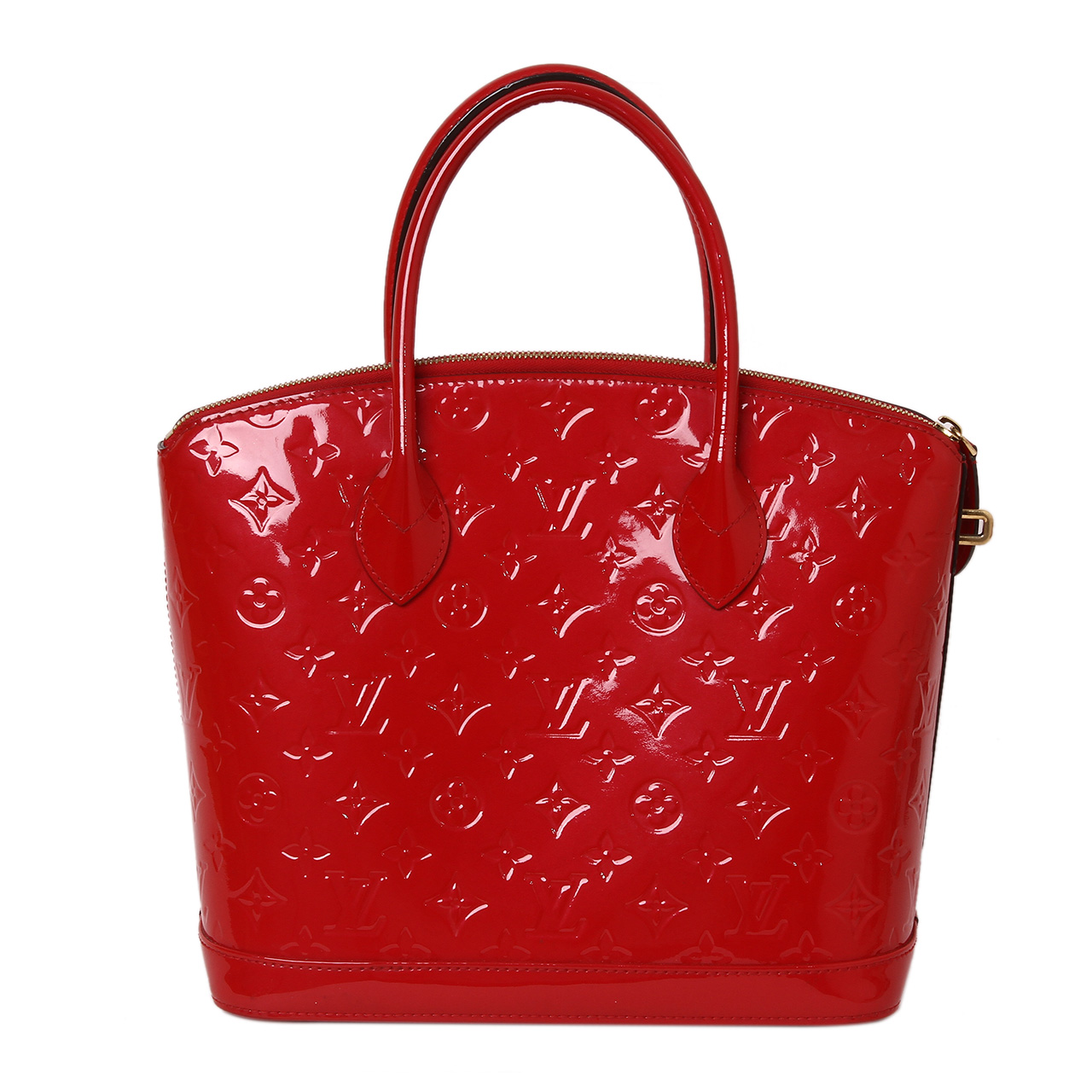 [9.8新]路易威登lv女士红色漆皮印花贝壳包手提包