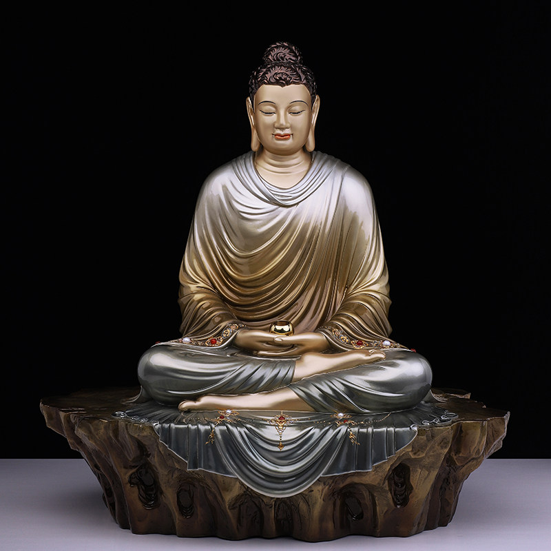 释迦牟尼佛像台湾纯铜掐丝珐琅镶宝悟道佛如来佛祖释迦摩尼佛摆件