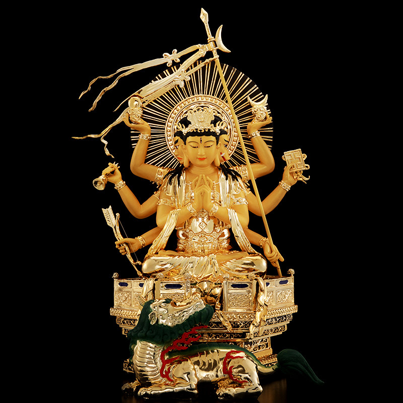纯铜鎏金斗姆元君神像供奉斗母元君斗姥圆明君道家天尊佛像摆件