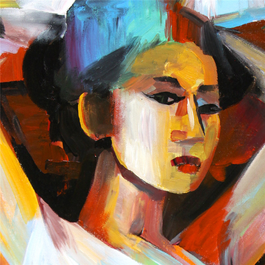 高倩《双手抱头女人体》油画原作原创|抽象优秀作品