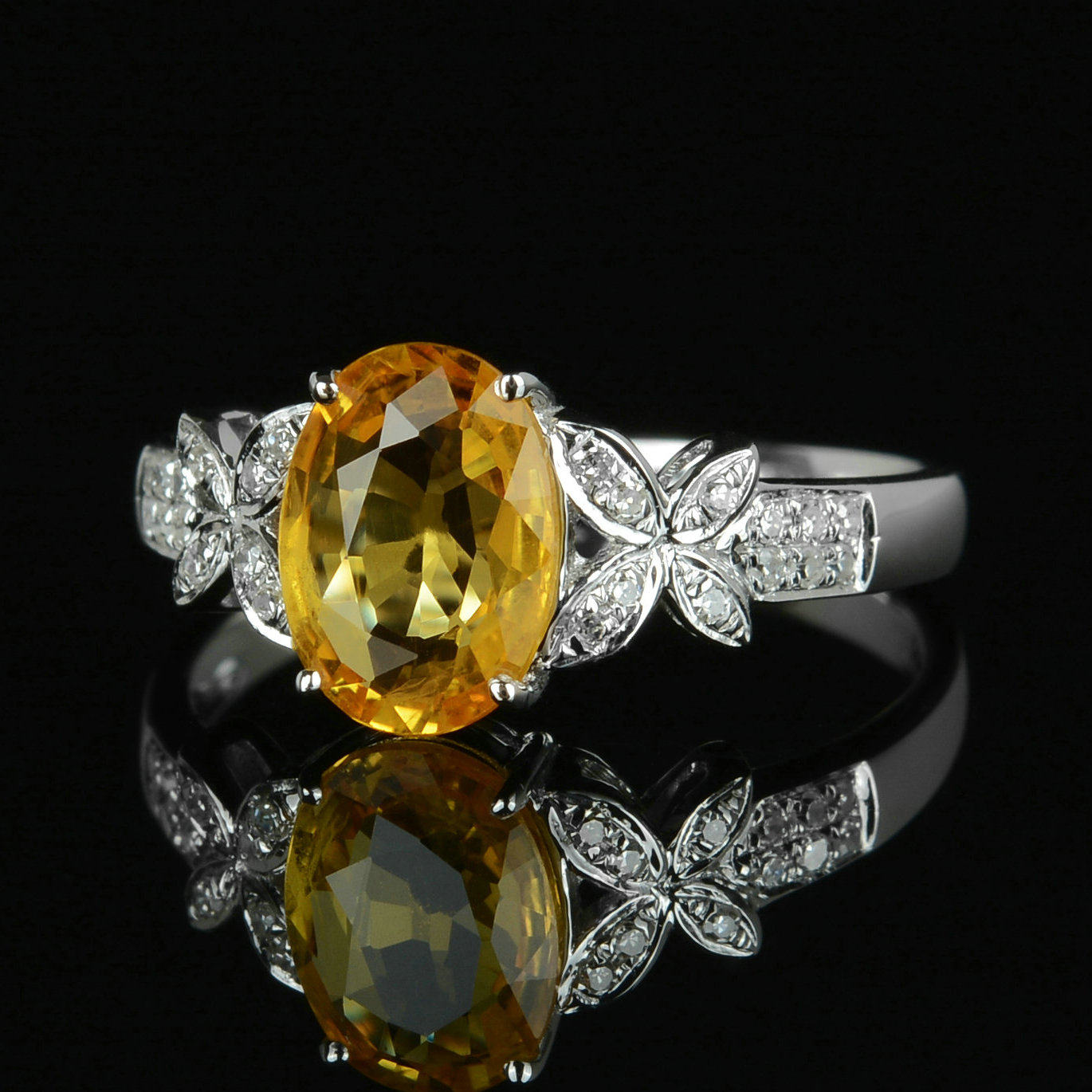 1.55克拉 18k金天然黄色蓝宝石戒指 火彩好 时尚款式 有视频1670