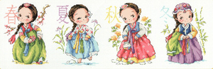 小小鱼dmc g83【四季女孩】韩版可爱人物精准印布十字绣套件