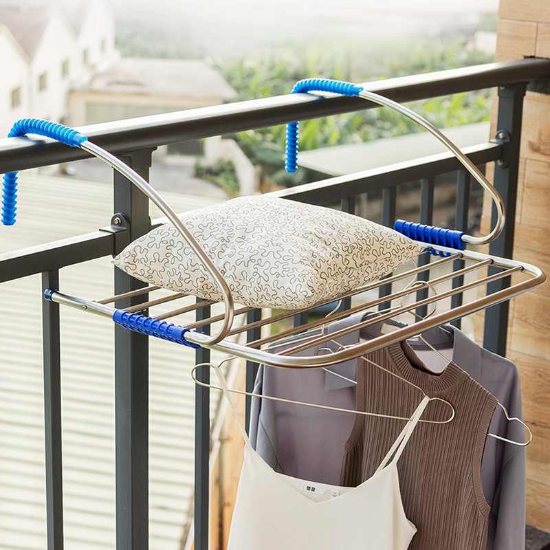 潮东潮西阳台栏杆晾衣架窗户外晾衣架免打孔挂晒架可折叠晾晒架