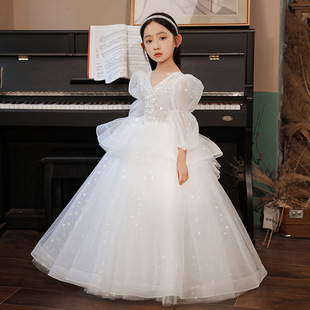 女童公主礼服春季纱儿童洋气走秀小花童主持人生日钢琴演出服