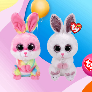 ty正版毛绒玩具公仔萝莉泡泡彩色兔子可爱玩偶粉兔女孩礼品抱枕兔