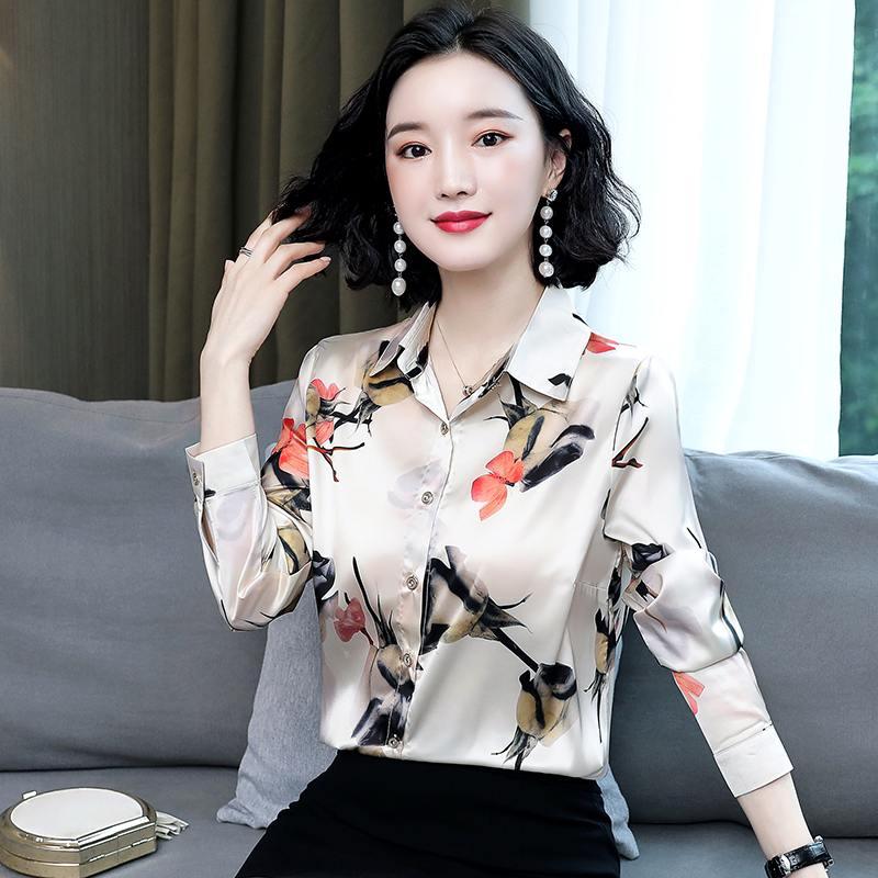 声雨竹女装官方旗舰店专柜正品清仓折扣真丝衬衫女上衣2021春秋款