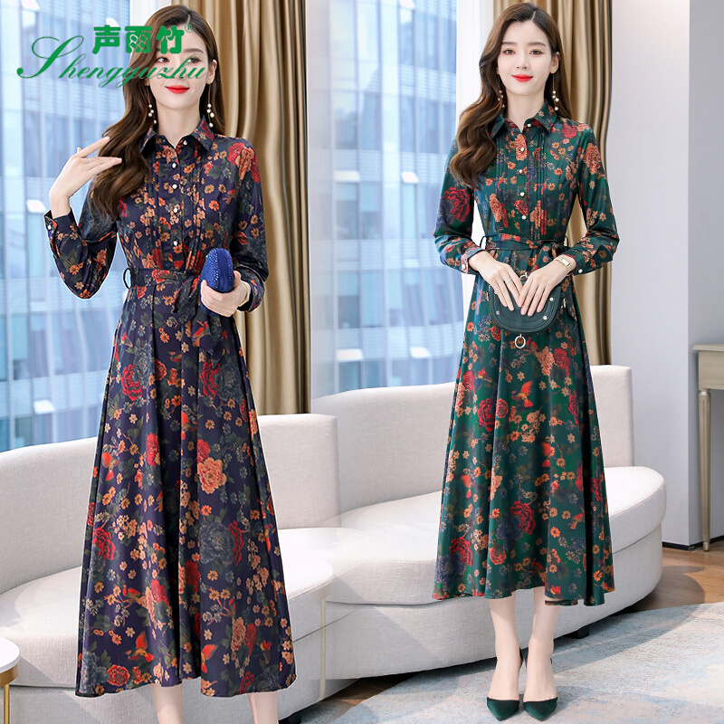 声雨竹女装清仓折扣连衣裙真丝长袖2022春季新款专柜正品代购国内