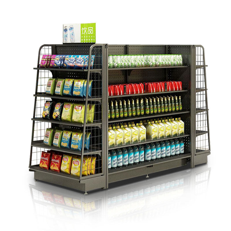 业神双面超市货架 便利店货架中岛端架药店母婴店多层彩色展示架
