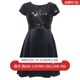 名师路夏季新款黑色蕾丝印花修身连衣裙经典版型