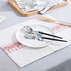 家用日式麻棉红鱼纹餐垫防水隔热垫餐桌垫西餐垫碗垫杯垫餐巾餐布