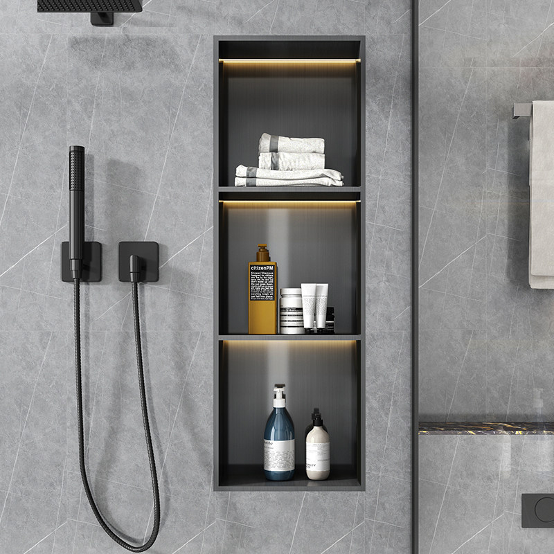 不锈钢壁龛嵌入式隔板卫生间浴室置物架金属壁龛柜成品淋浴房电视