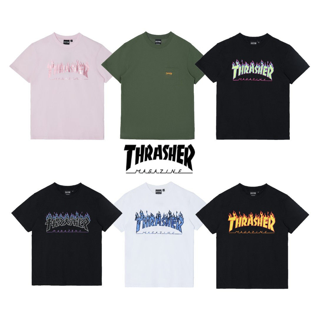 thrasher日版潮牌限定夜光火焰男女情侣宽松圆领短袖t恤已售100淘宝