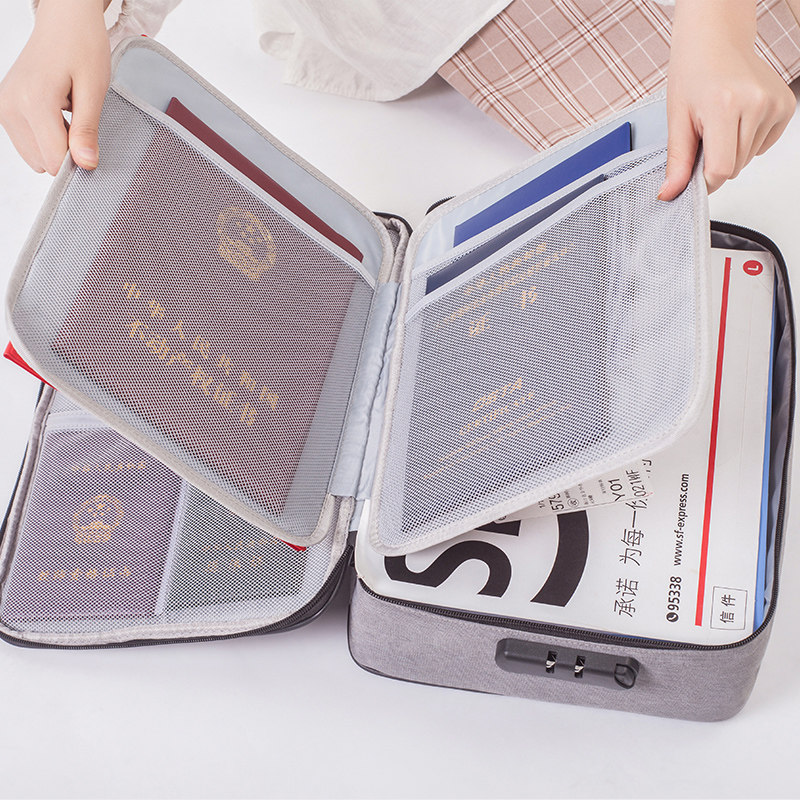 家庭证件收纳包盒家用多层大容量档案票据文件户口护照卡包整理袋