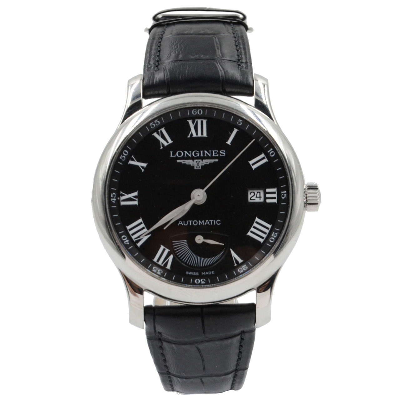 [9.8新]浪琴longines男士黑面大嘴三针名匠自动机械表