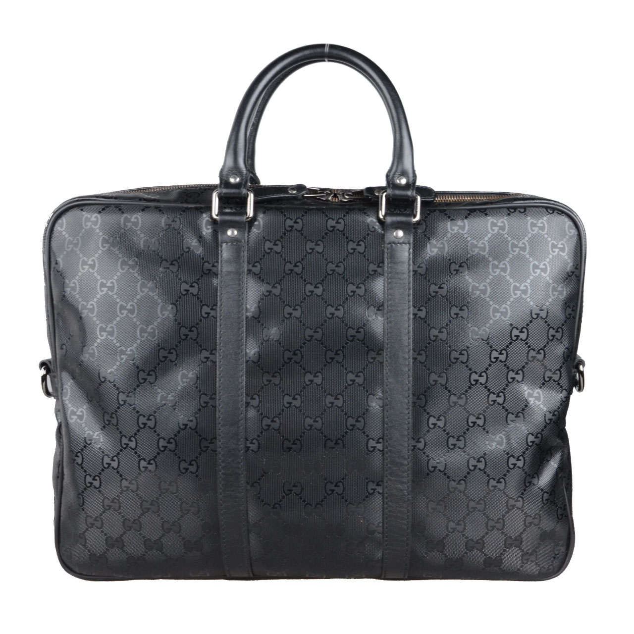 [9.5新]古驰gucci男士黑色水晶皮手提公文包