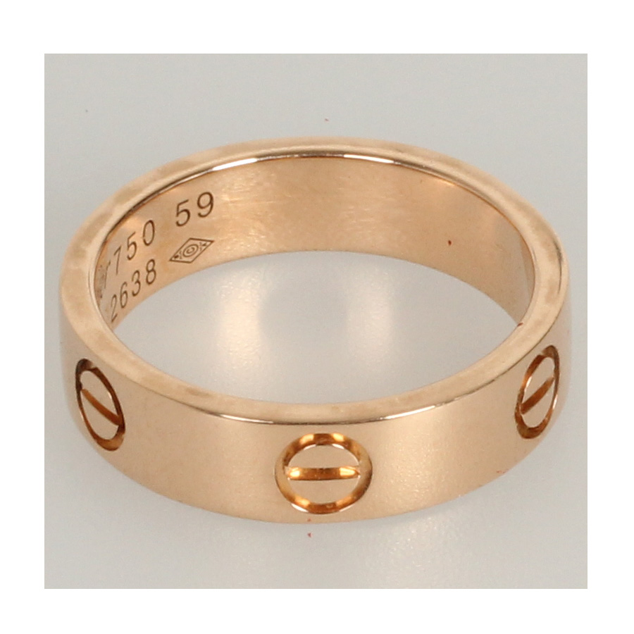 [9.5新] cartier/卡地亚 750玫瑰金宽版59号男士戒指