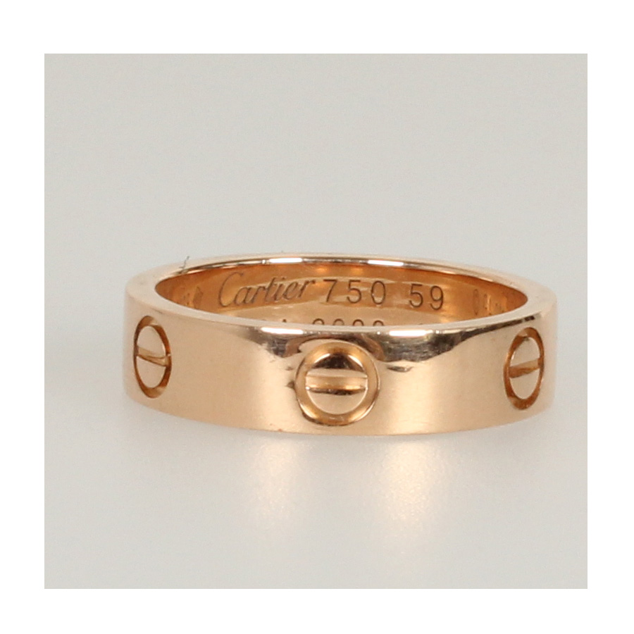 [9.5新] cartier/卡地亚 750玫瑰金宽版59号男士戒指