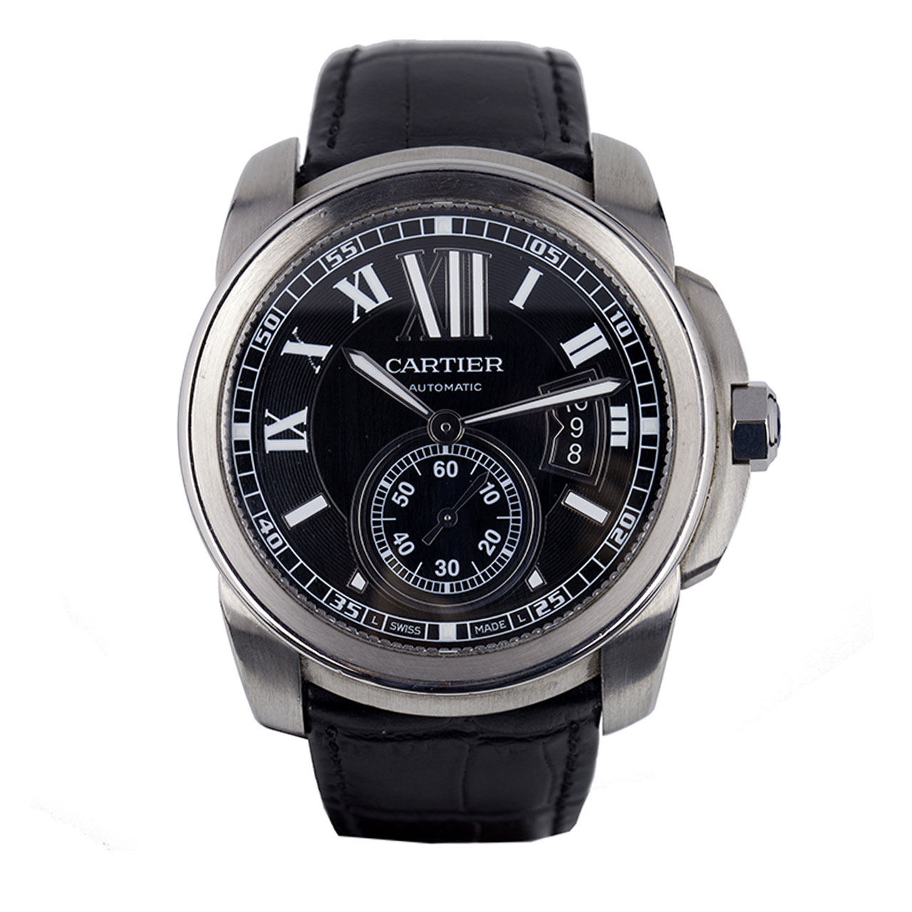 [9.5新]卡地亚男士卡历博黑面三针自动机械表