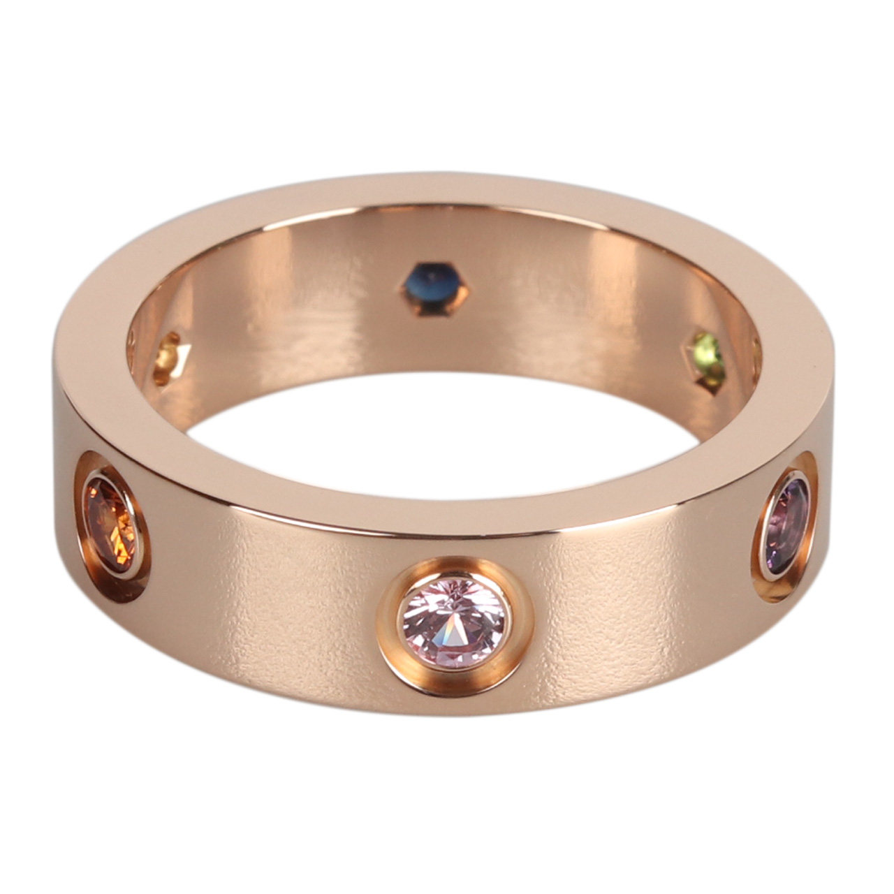 [即拍即得][9.9新]卡地亚cartier玫瑰金彩宝戒指54号高端好货