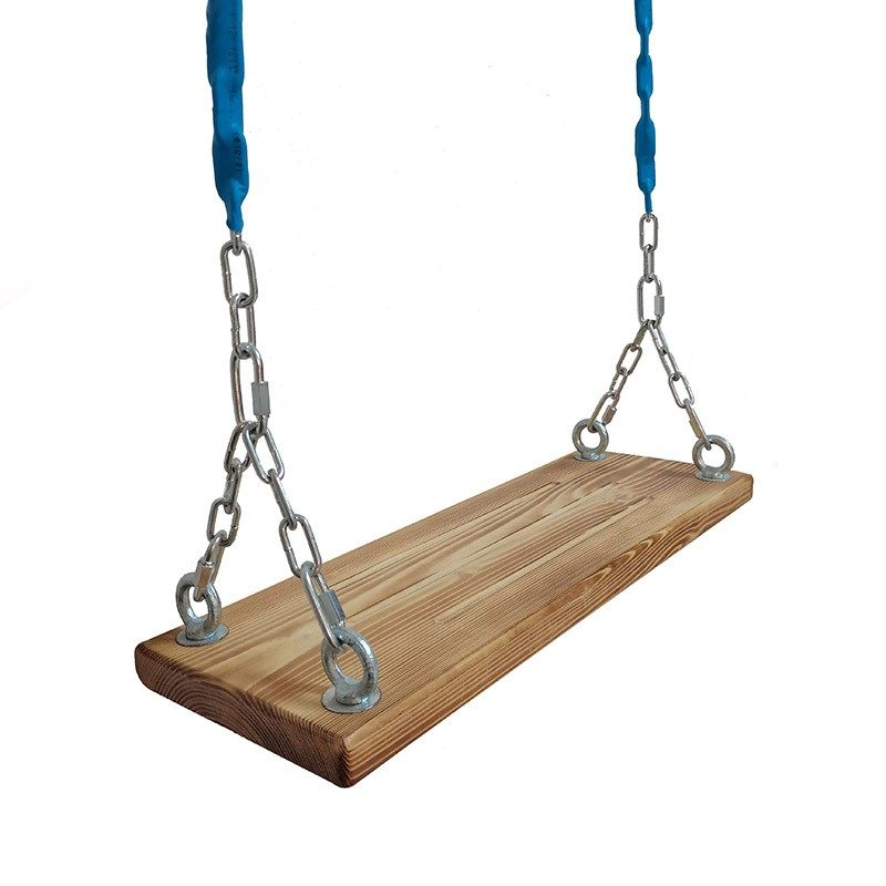 铁链实木坐板户外家用木板庭院秋千