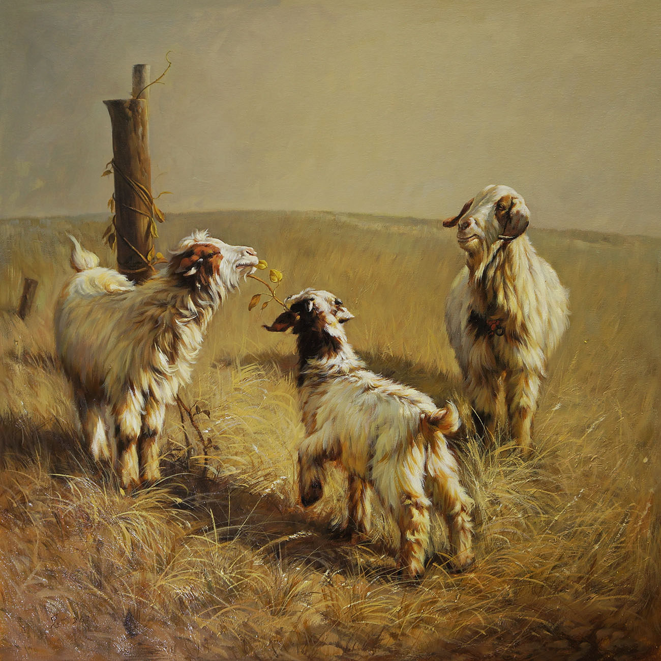 《三阳开泰》倪柳 布面油画