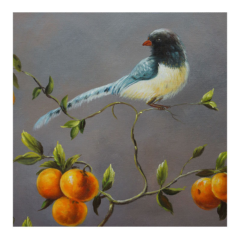 倪柳《喜鹊登枝》布面油画