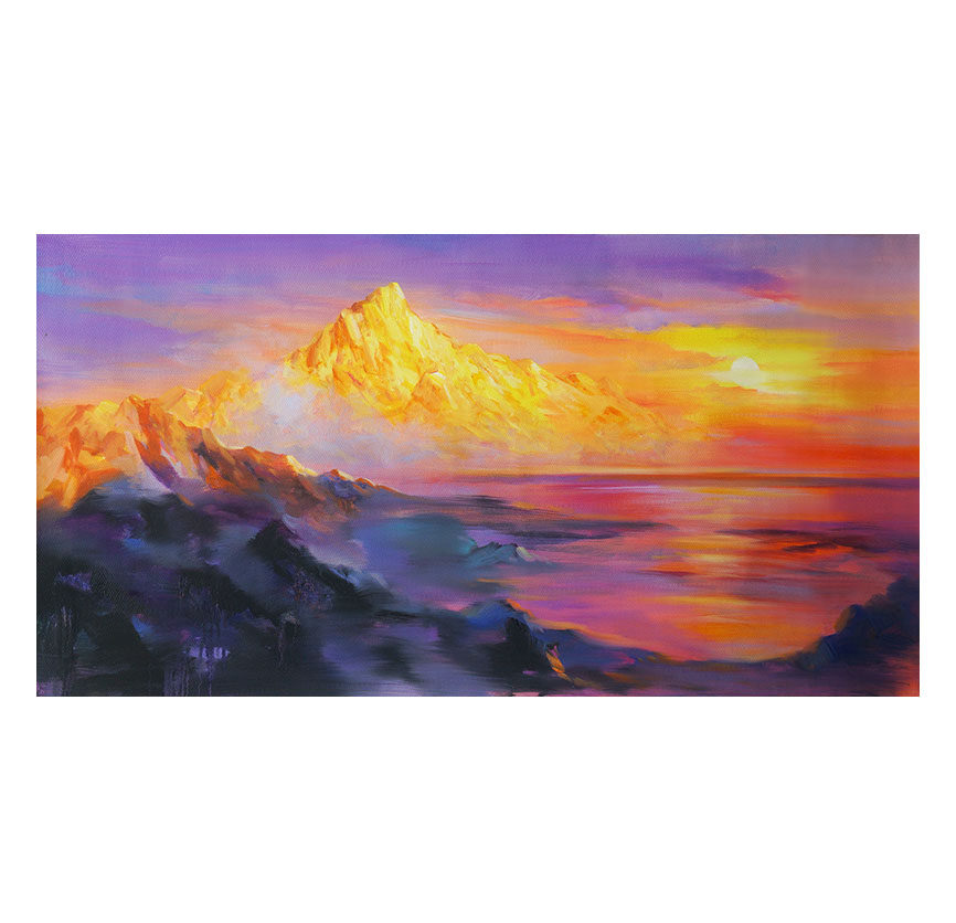 叶伟忠《夕阳远眺金山》布面油画