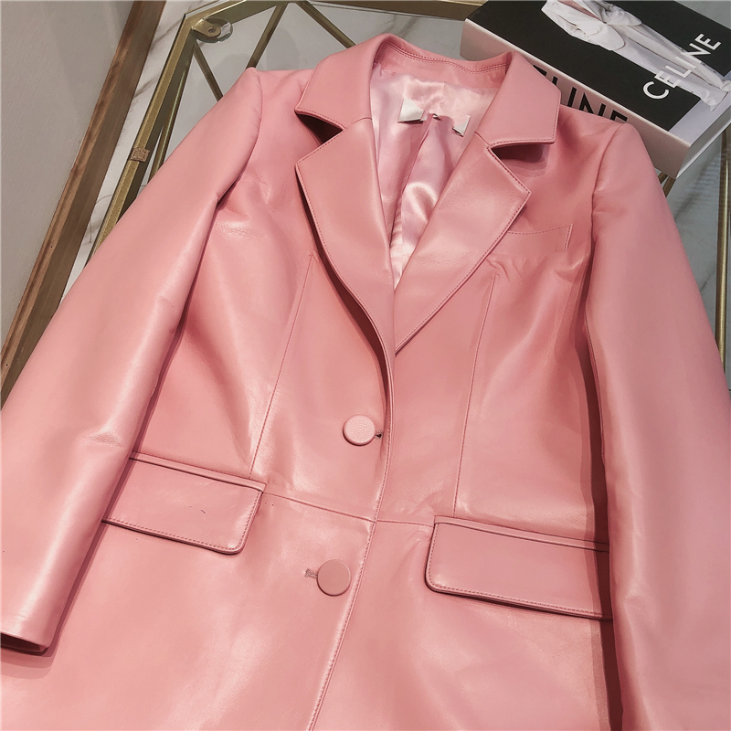 粉色皮衣外套女