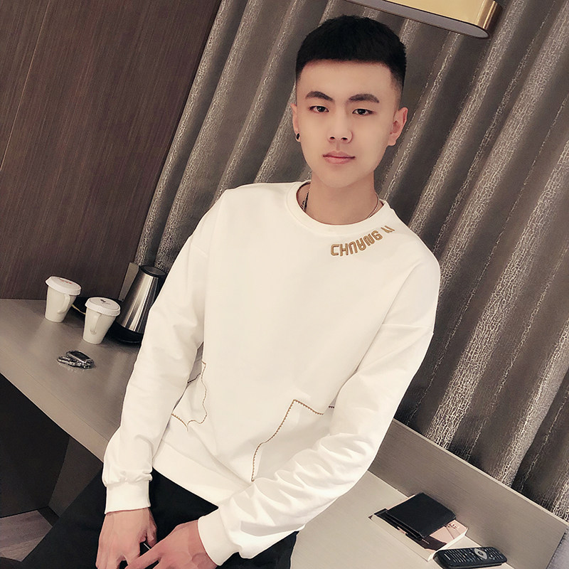 包邮 社会精神小伙圆领套头卫衣男s码小码矮个子青年网红同款帅气外套