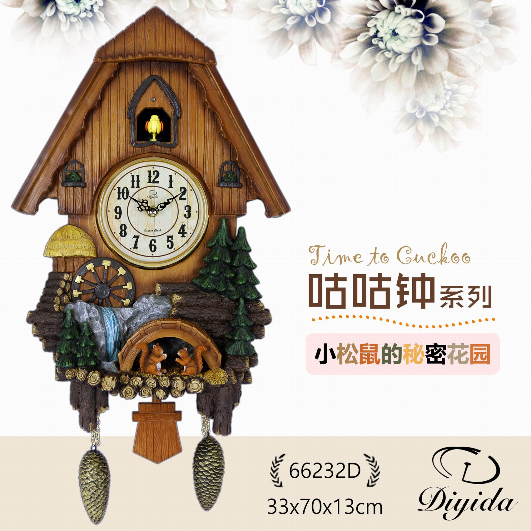 客厅布谷鸟挂钟创意时尚摇摆钟表音乐咕咕钟装饰挂墙钟客厅家用钟