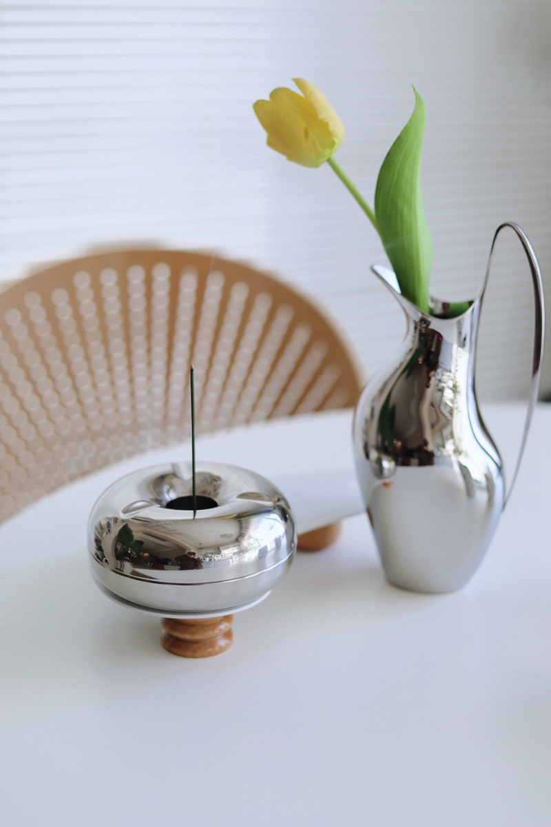 包邮80 vintage time原创ins极简镜面雕塑不锈钢香薰炉烟灰缸摆件