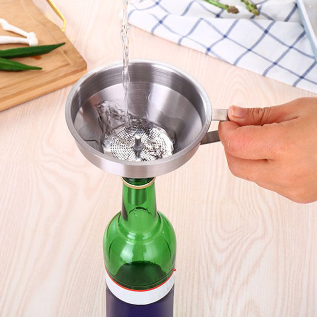 漏斗  304不锈钢加厚食品级酒提子酒勺吊酒舀带滤网盛酒白酒漏斗