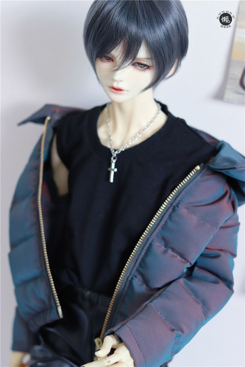 懒娃bjd娃衣人偶34分sd 13 17 叔龙魂帅气羽绒服帽子外套 黑白