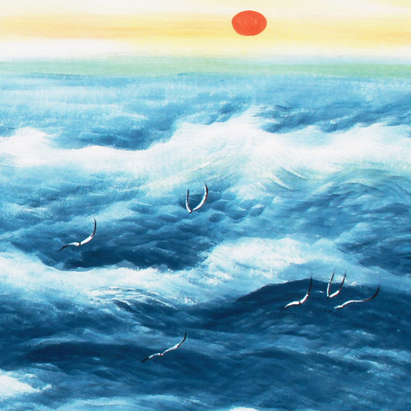 周天《精品小六尺山水系列 碧海红日》国家一级画师