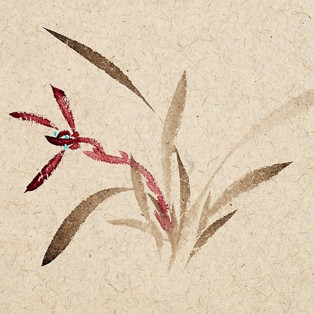 李俊昭《兰花扇面四品》 硬卡