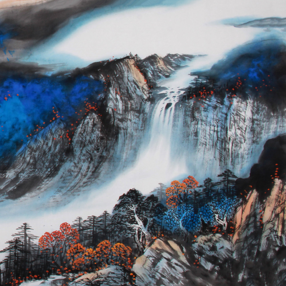 陈亮《精品泼彩山水系列小六尺 江山万里皆画图》省美协