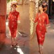 泉州民族特色浔埔女簪花写真服装复古旗袍外景拍照旅拍摄影连衣裙
