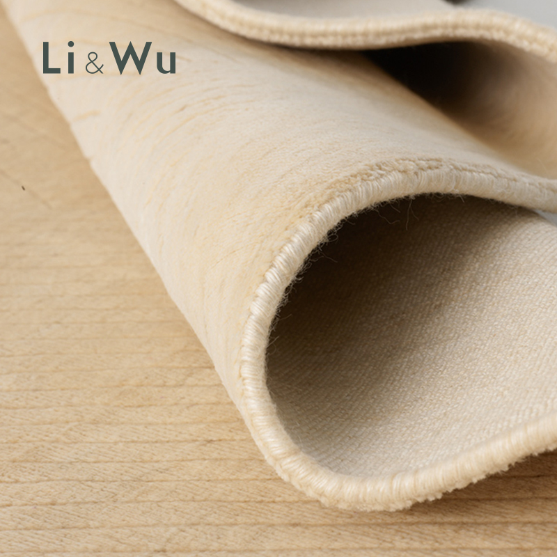 Li and Wu 印度进口hand loom 手工地毯客厅纯色米色羊毛高端现代