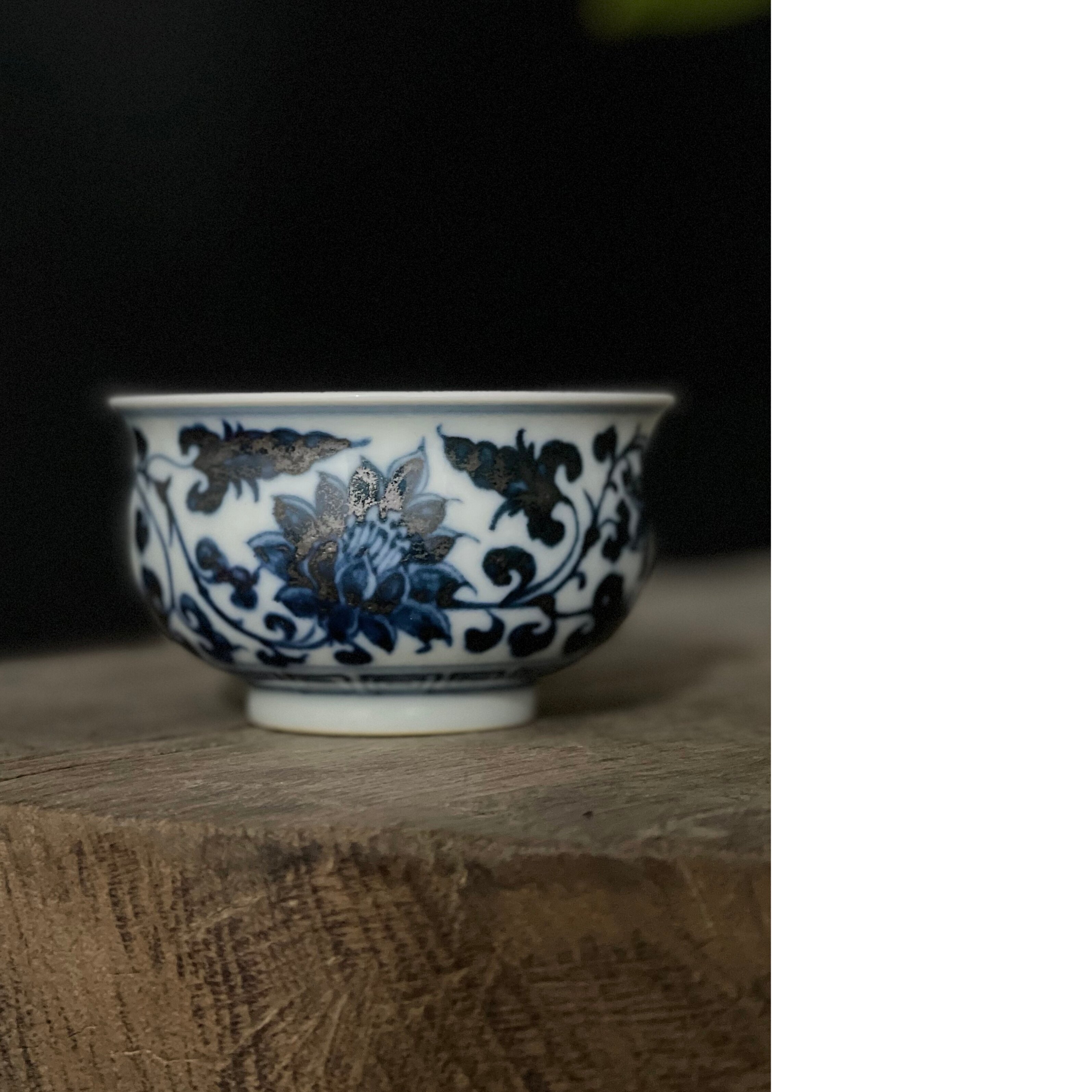 仟栩堂元青花手工手绘缠枝花卉竹节杯单杯