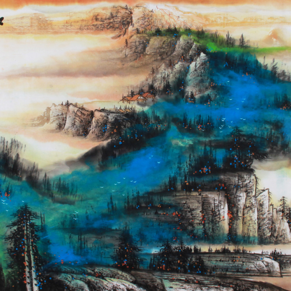 施云翔《精品泼彩山水系列小六尺 江山锦绣》中美协