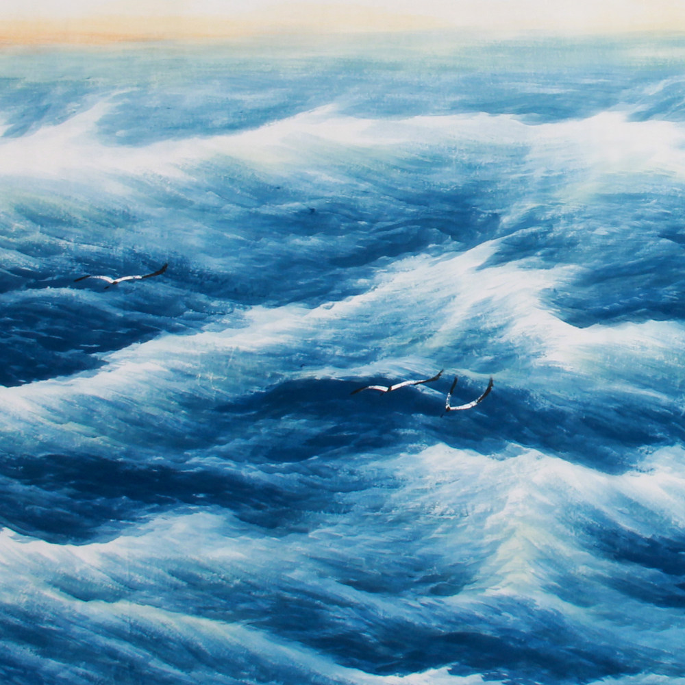 周天《精品山水系列小六尺 观海听涛》 中国美术家协会会员