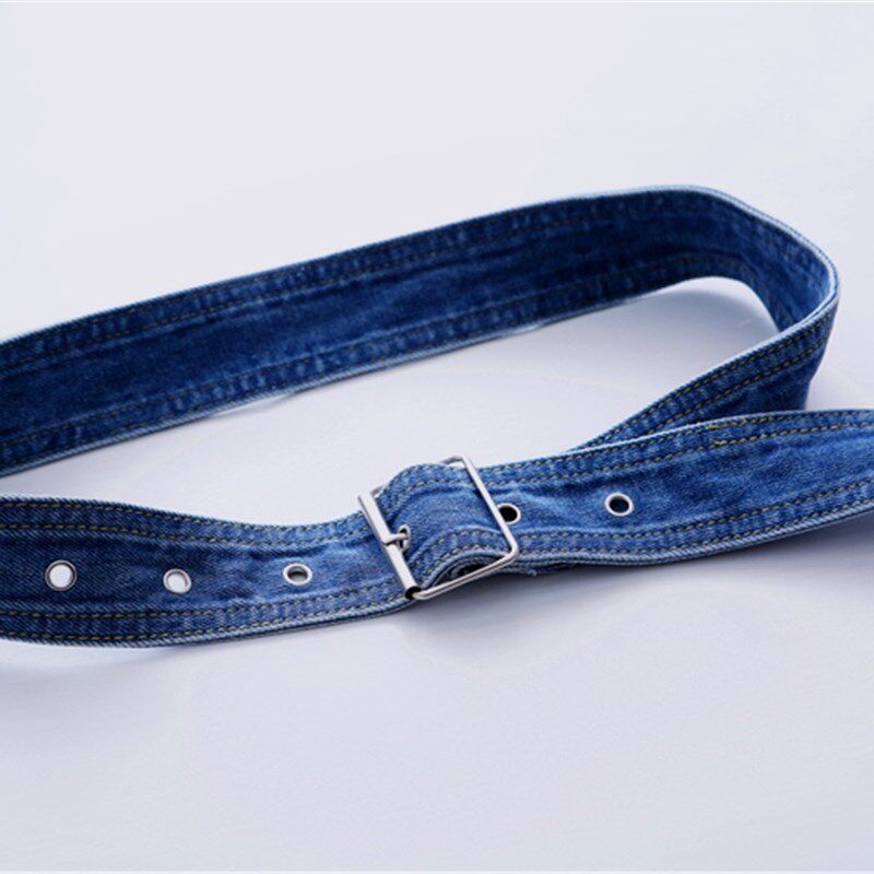 新款牛仔腰带女士装饰配t裙风衣复古个性布腰封百搭简约束腰皮带