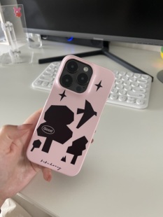 原创新品粉色小树韩国进口单层菲林壳苹果手机壳苹果14pro手机壳