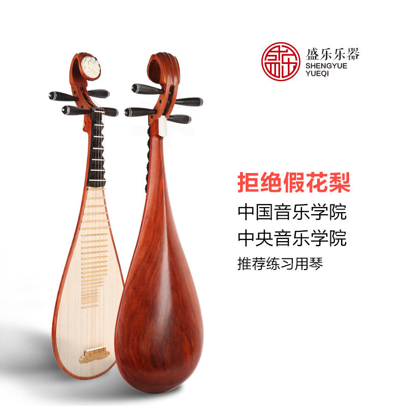 盛乐s8912h花梨木抛光黑檀轴相初学者成人练习琵琶乐器